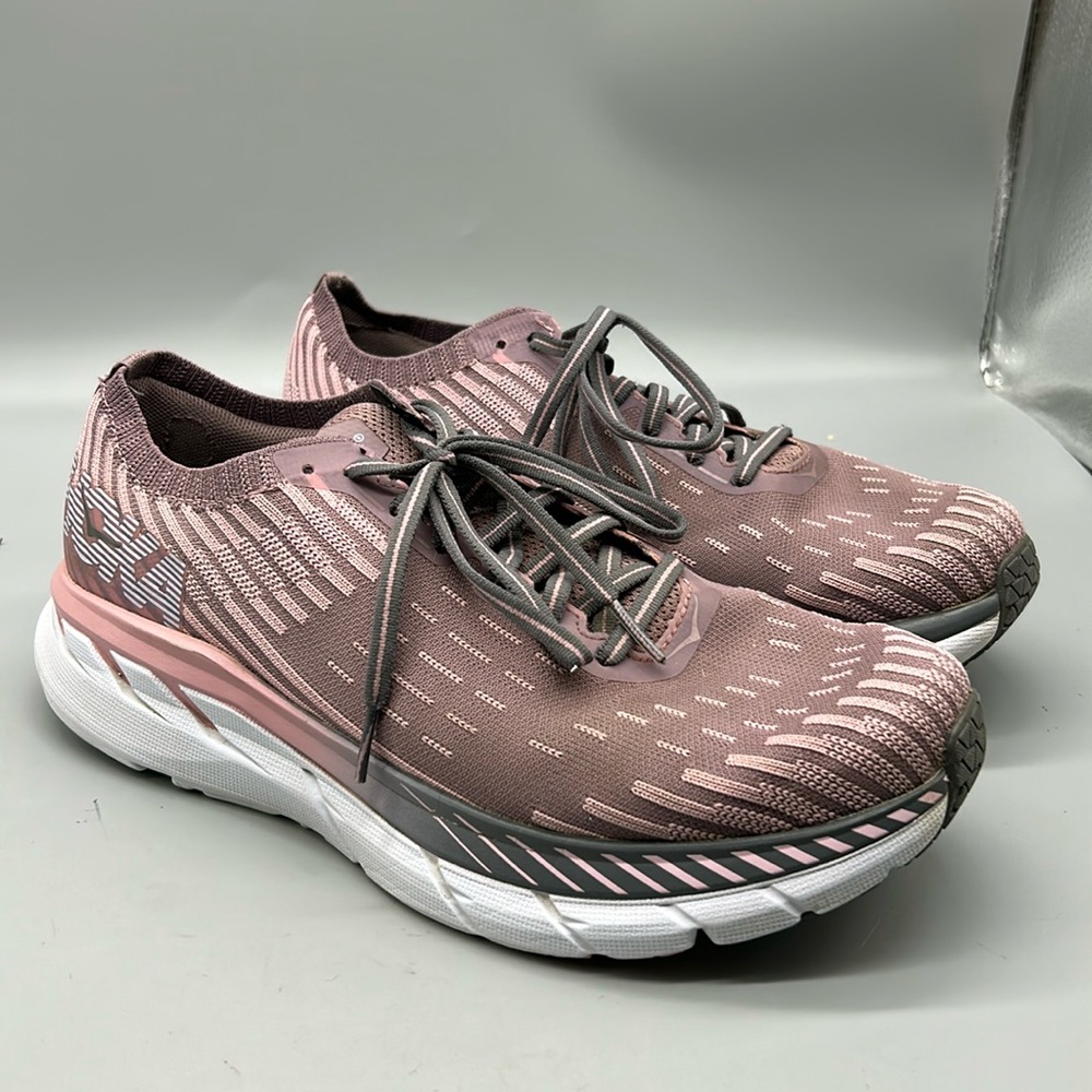Hoka Women's Dusty Rose and Gray Athletic Running Shoes